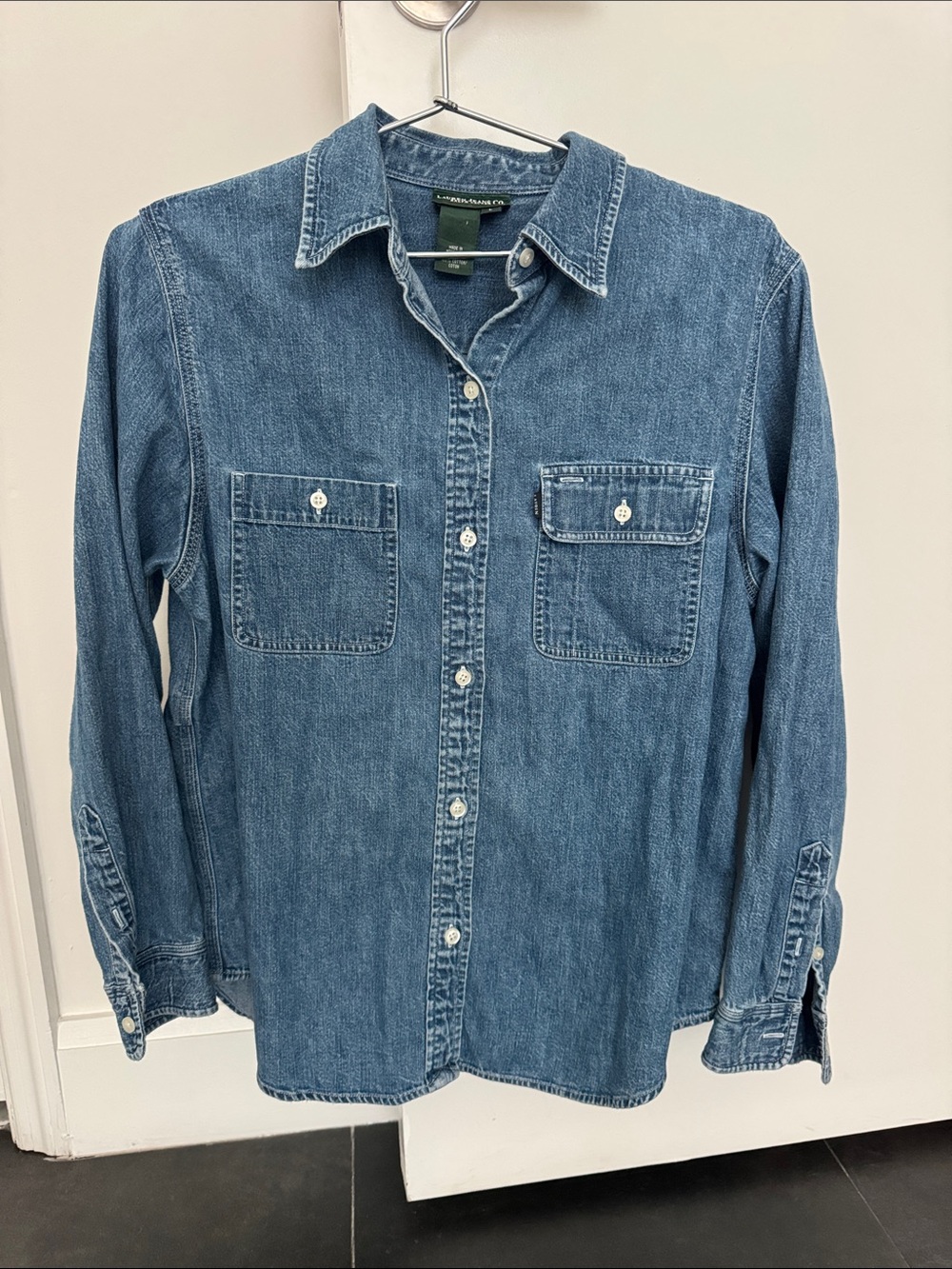 Vtg Lauren Jeans Co Ralph Lauren Denim Button Up Shirt Cotton Utility Women's L